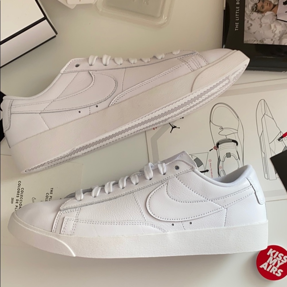 NWT Nike blazer low leather triple white - Picture 9 of 12